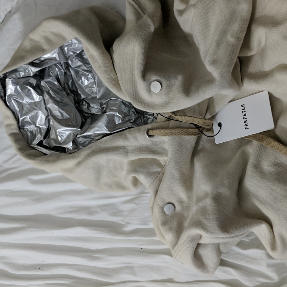 Zilver 100% Organic cotton creme Unisex Hoodie size small. Made in UK - Picture 6 of 6